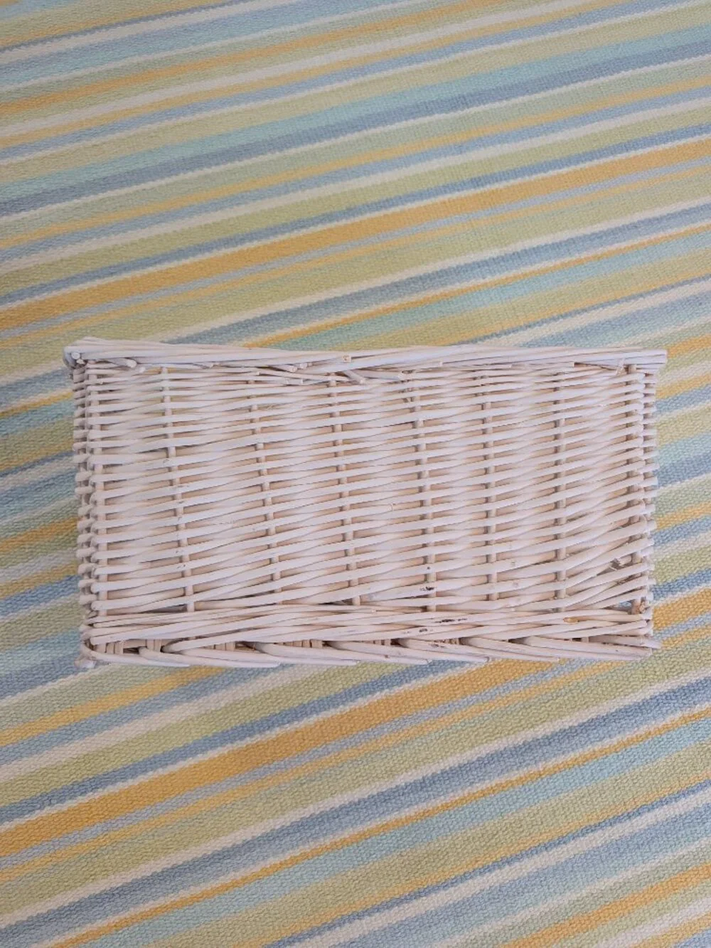 White Wicker Basket With Purple Polka Dot Liner